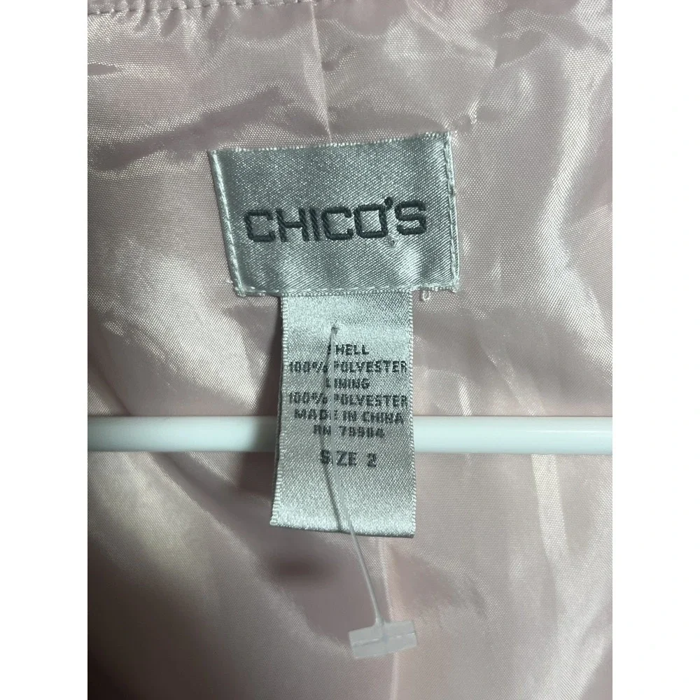 Chico's Women's Pink Ruffle‎ Open Front Blazer Jacket Size 2 (US L/XL) Polyester